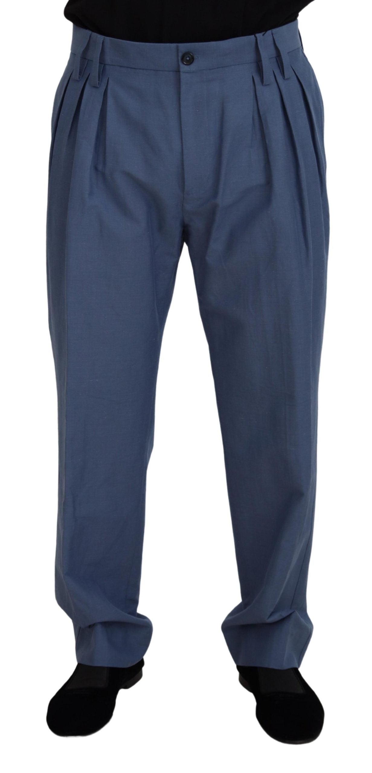 Pantalon de ville homme Dolce & Gabbana en lin bleu (coupe chino)