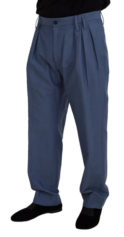 Pantalon de ville homme Dolce & Gabbana en lin bleu (coupe chino)