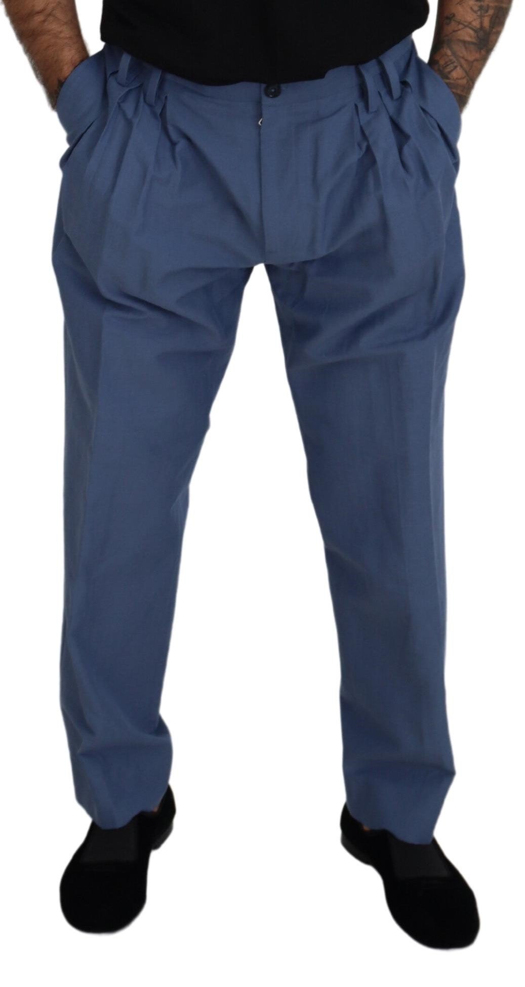 Pantalon de ville homme Dolce & Gabbana en lin bleu (coupe chino)
