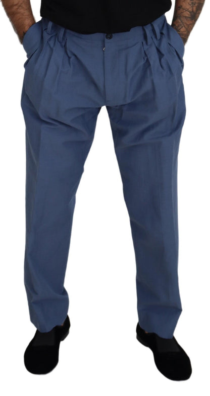 Pantalon de ville homme Dolce & Gabbana en lin bleu (coupe chino)
