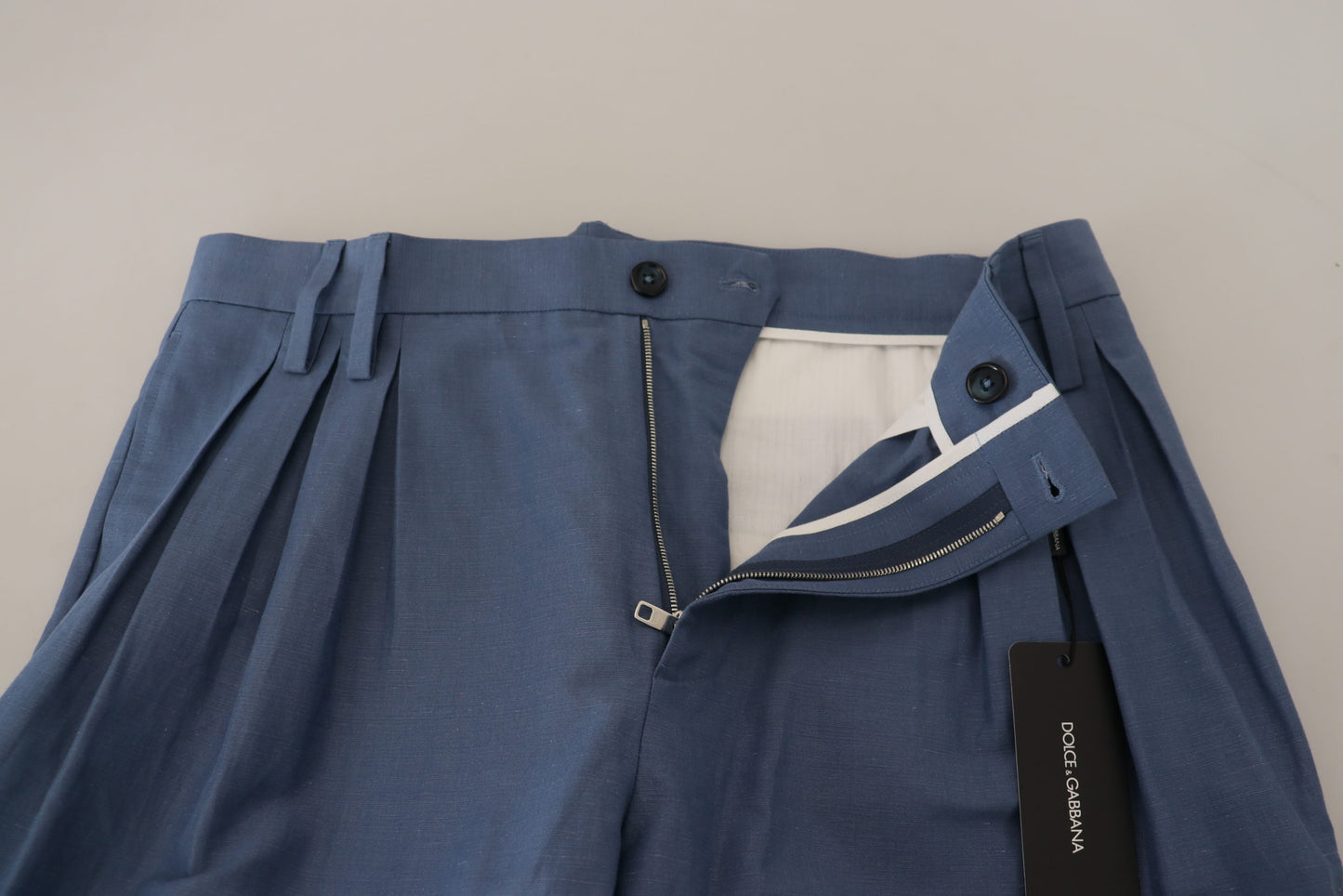 Pantalon de ville homme Dolce & Gabbana en lin bleu (coupe chino)