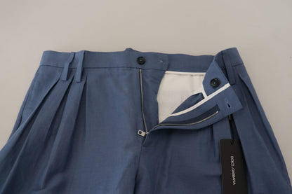 Pantalon de ville homme Dolce & Gabbana en lin bleu (coupe chino)