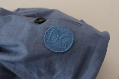 Pantalon de ville homme Dolce & Gabbana en lin bleu (coupe chino)