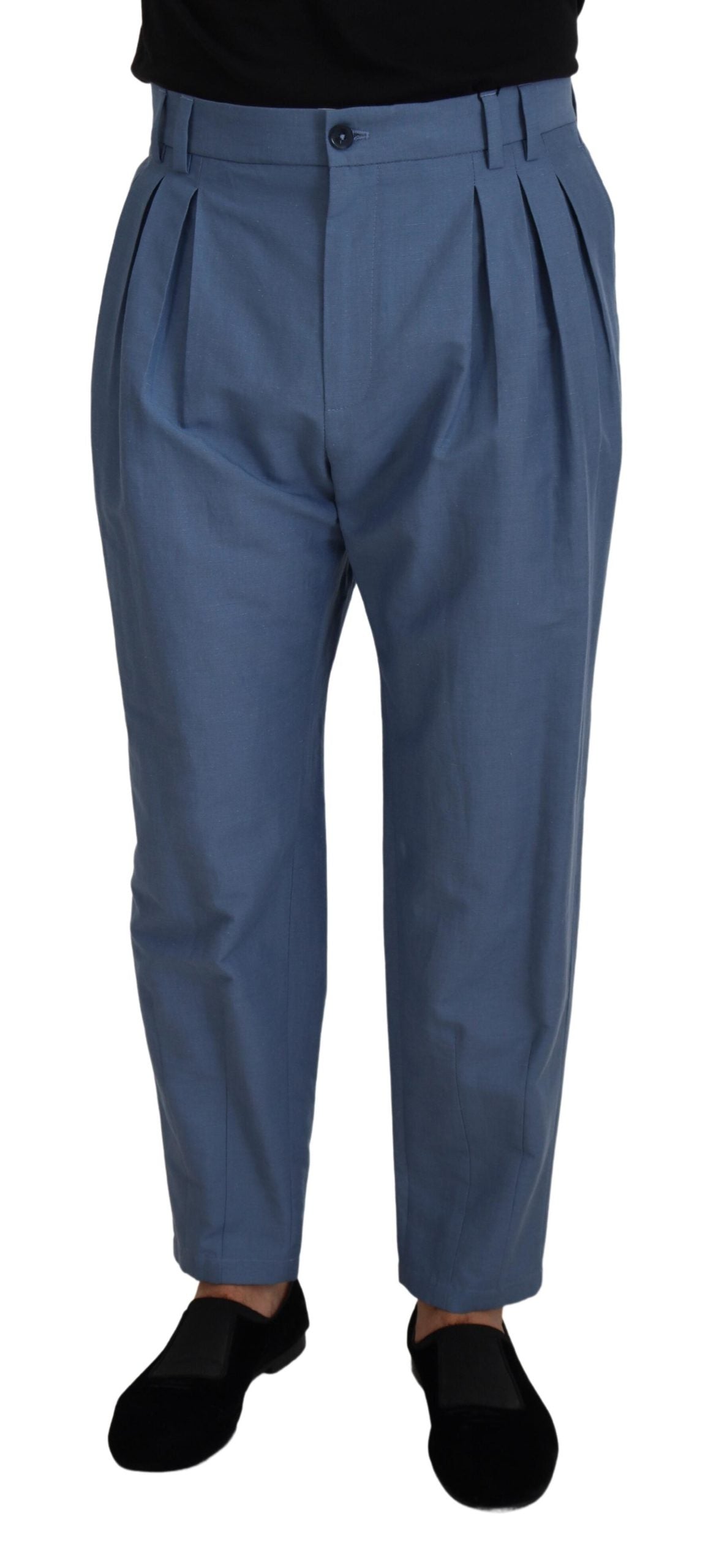 Pantalon de costume habillé en lin bleu Dolce & Gabbana