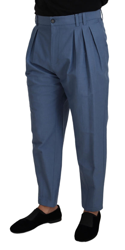 Pantalon de costume habillé en lin bleu Dolce & Gabbana