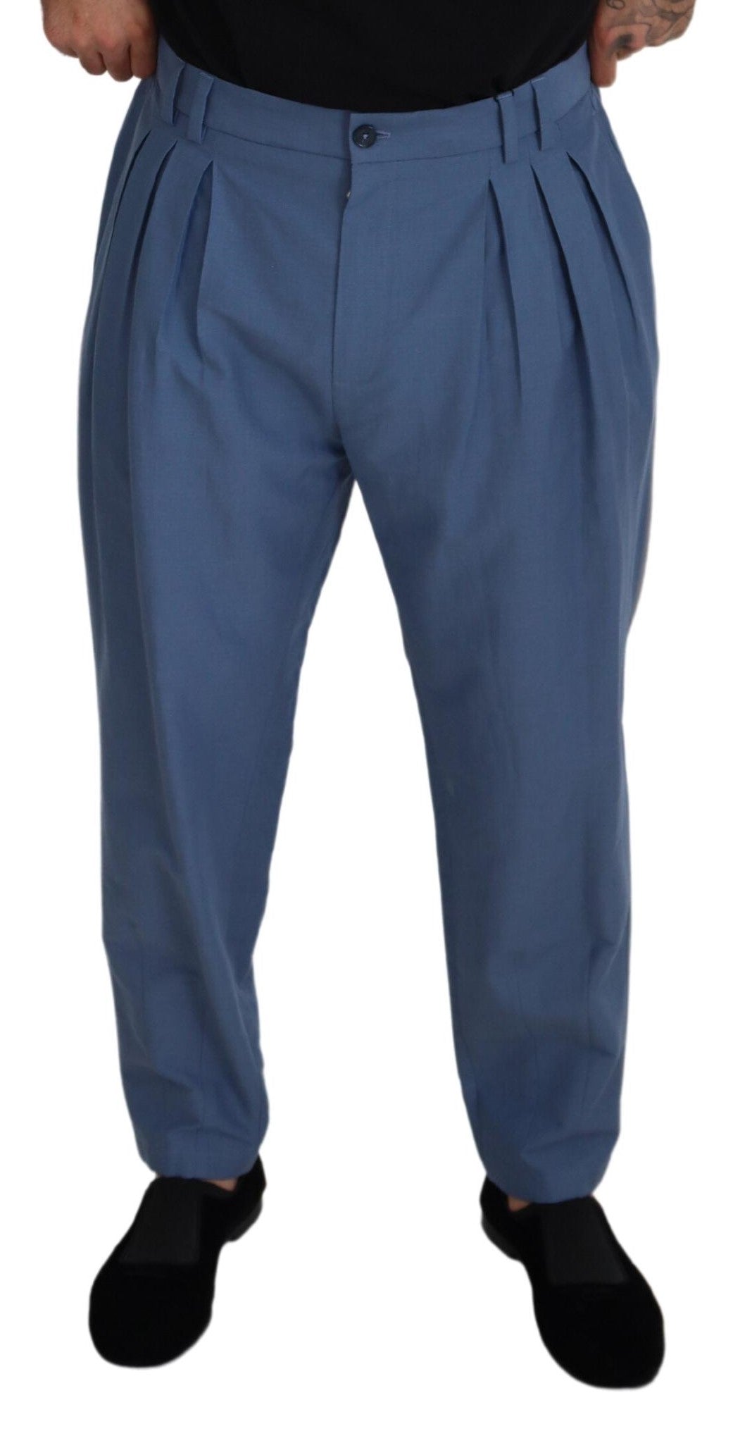Pantalon de costume habillé en lin bleu Dolce & Gabbana