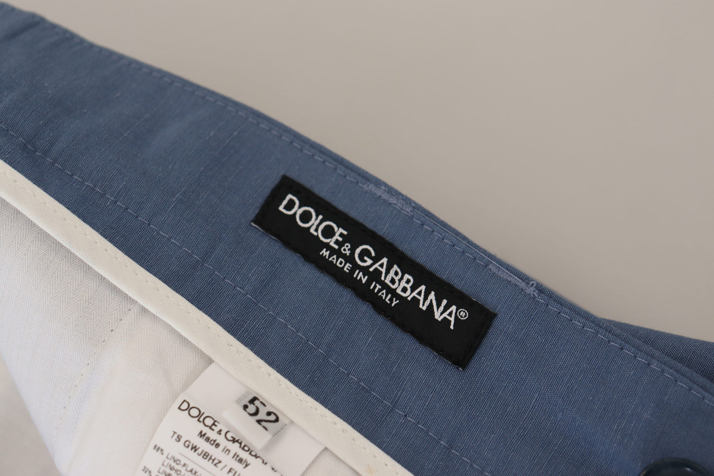 Pantalon de costume habillé en lin bleu Dolce & Gabbana
