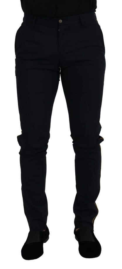 Pantalon de costume noir ajusté en laine Dolce & Gabbana