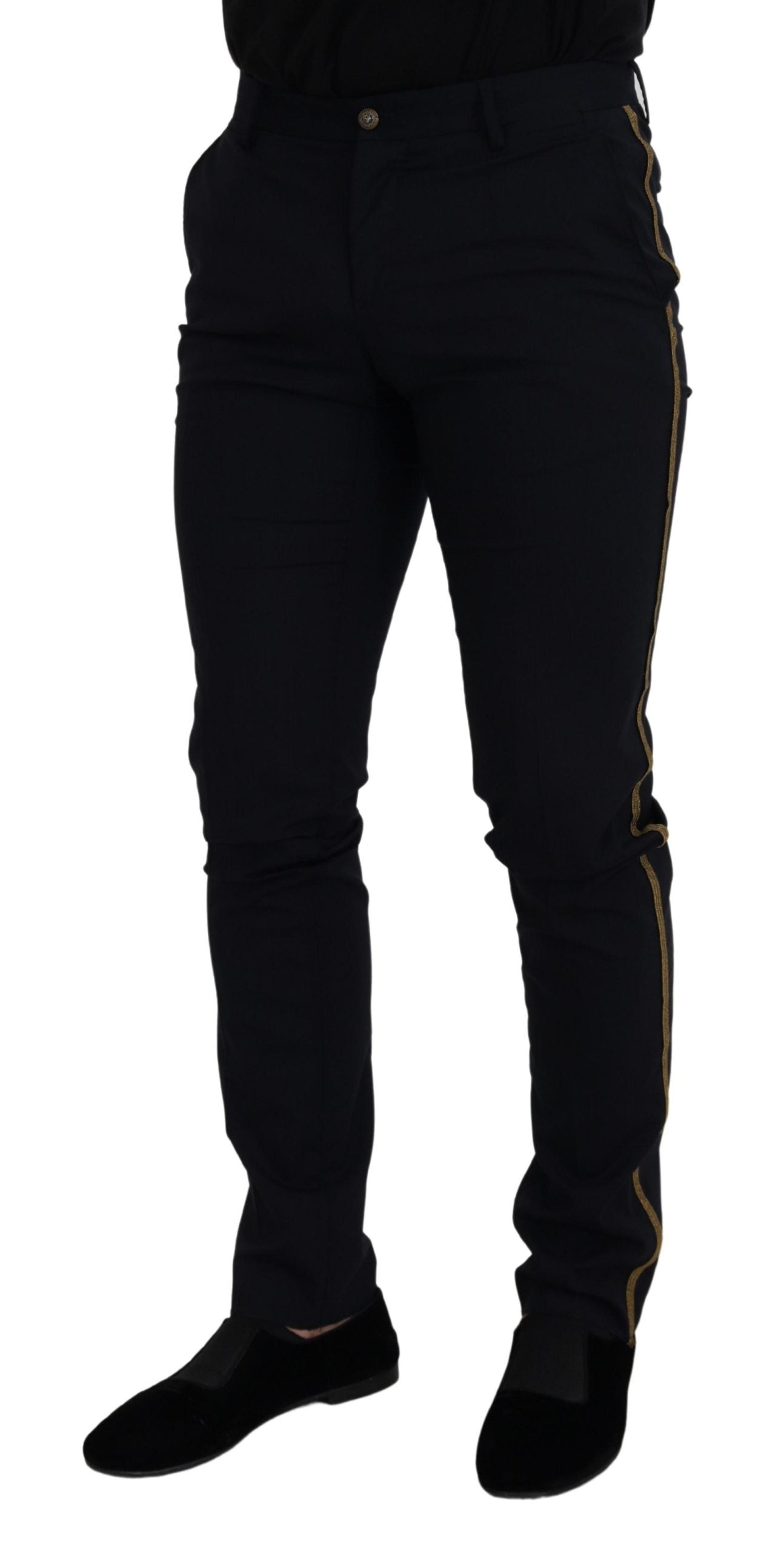 Pantalon de costume noir ajusté en laine Dolce & Gabbana