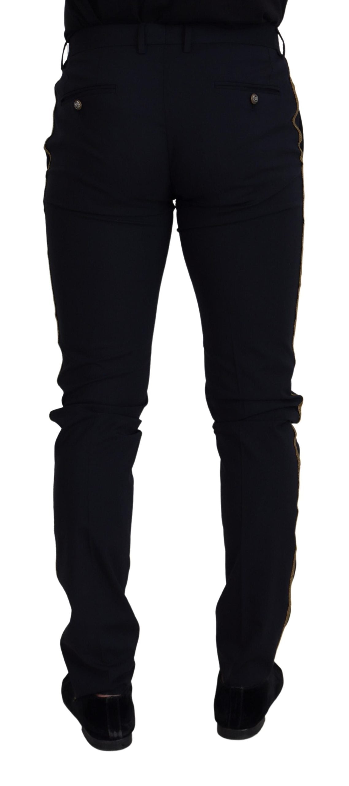 Pantalon de costume noir ajusté en laine Dolce & Gabbana