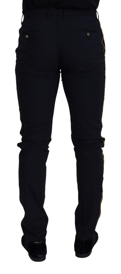 Pantalon de costume noir ajusté en laine Dolce & Gabbana