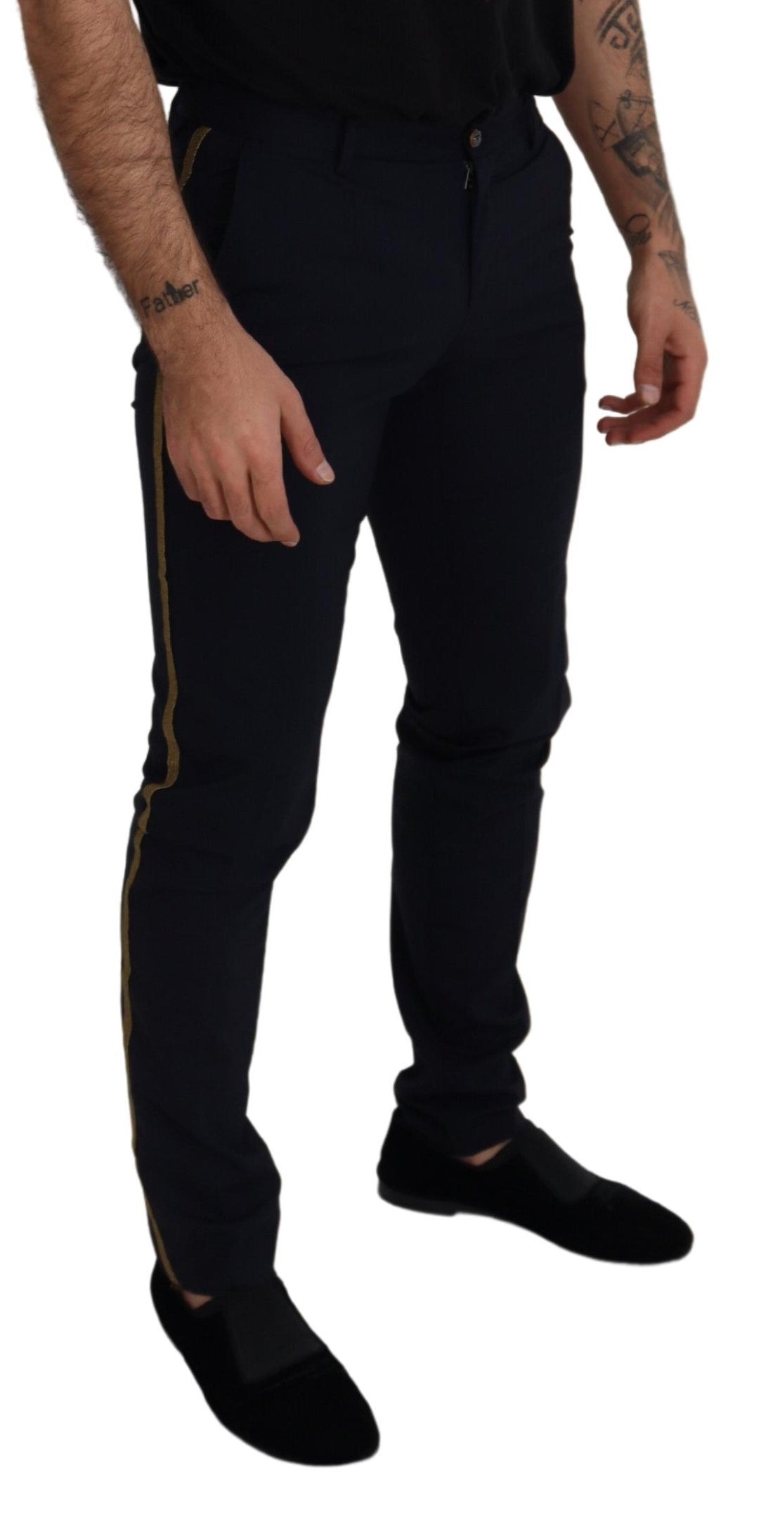 Pantalon de costume noir ajusté en laine Dolce & Gabbana