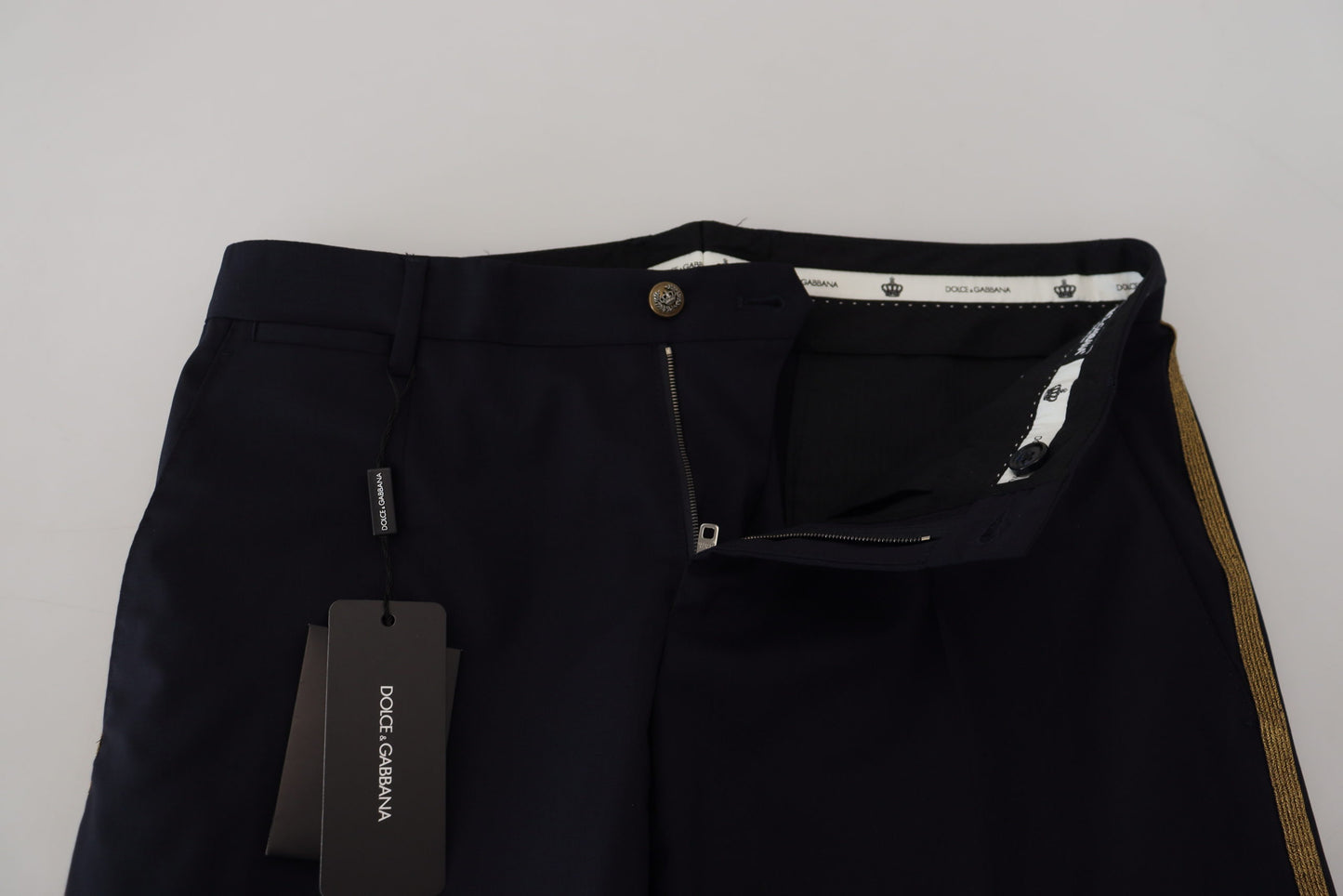 Pantalon de costume noir ajusté en laine Dolce & Gabbana