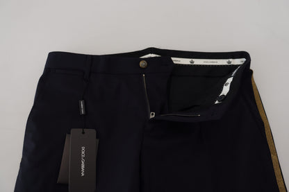 Pantalon de costume noir ajusté en laine Dolce & Gabbana
