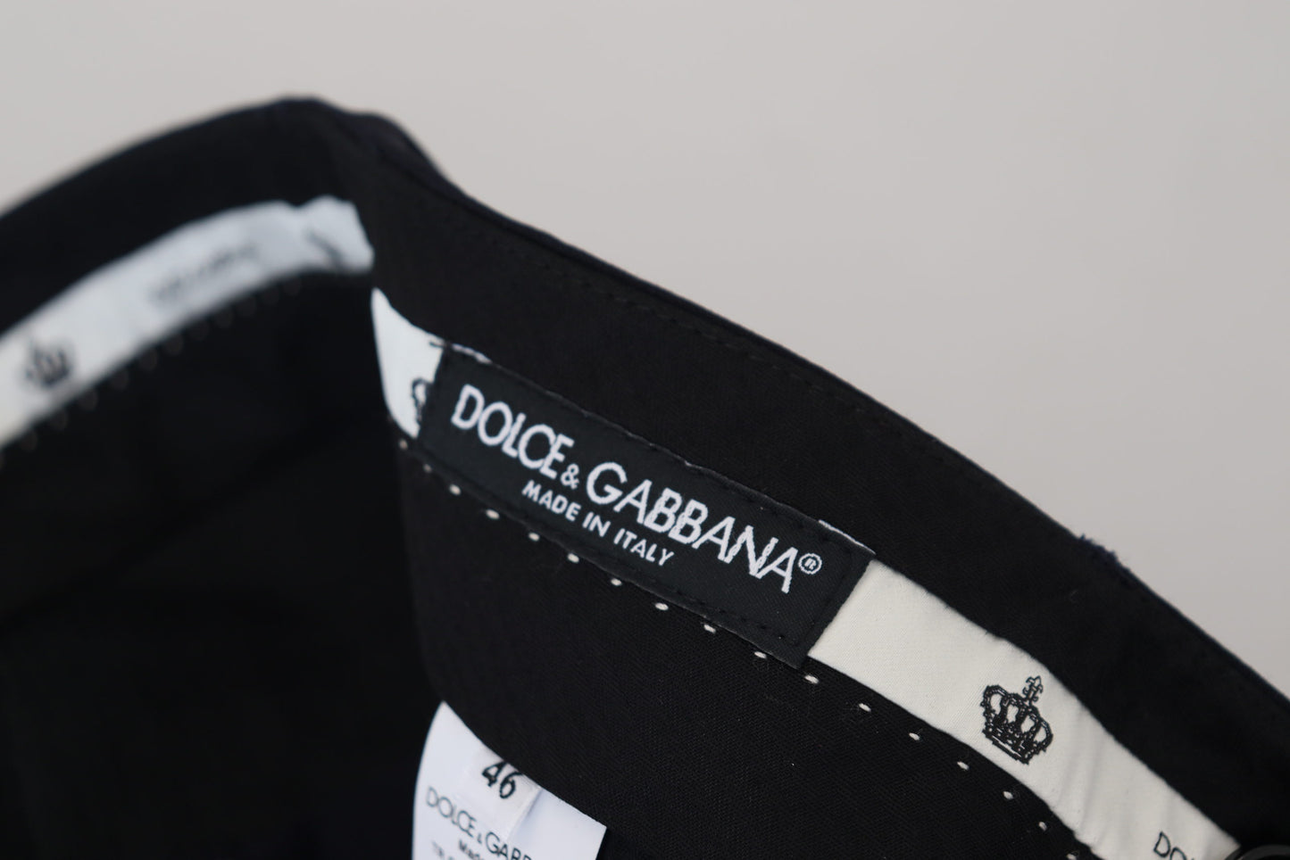 Pantalon de costume noir ajusté en laine Dolce & Gabbana