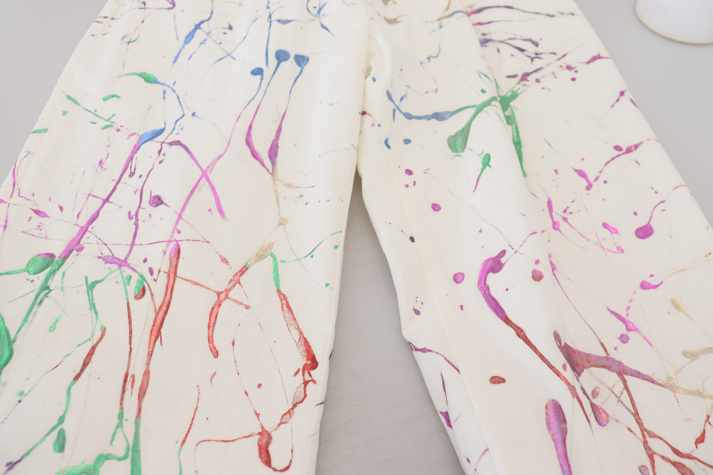 Pantalon en jean Dolce & Gabbana en coton blanc imprimé éclaboussures de peinture