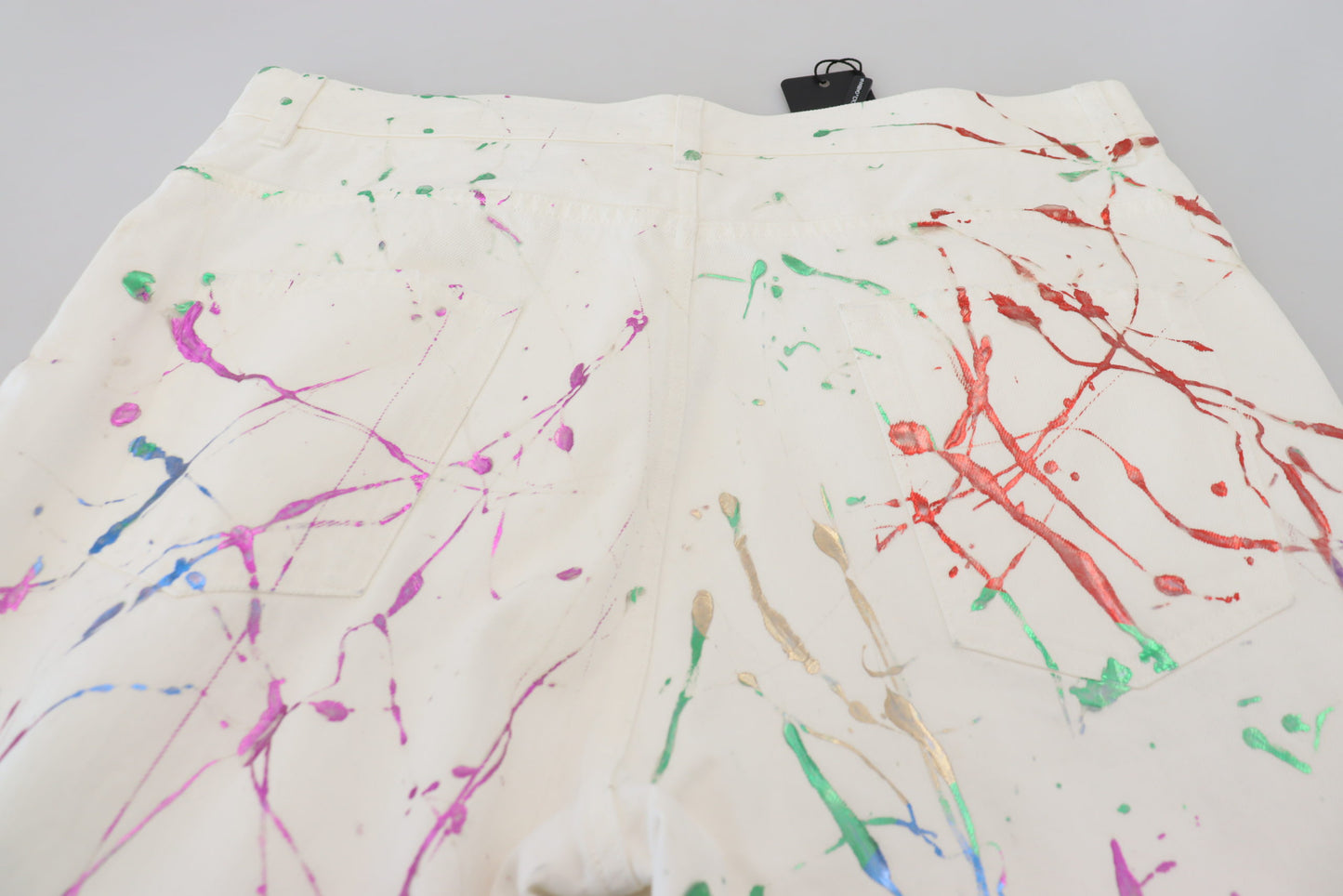 Pantalon en jean Dolce & Gabbana en coton blanc imprimé éclaboussures de peinture