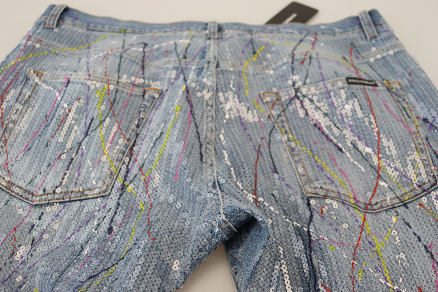Jeans en denim imprimé Color Splash en coton bleu Dolce & Gabbana