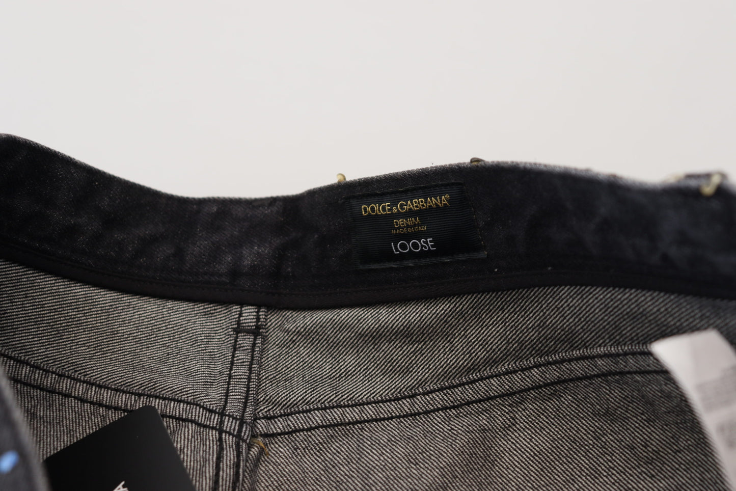 Jean en denim effiloché à imprimé multicolore Dolce & Gabbana noir