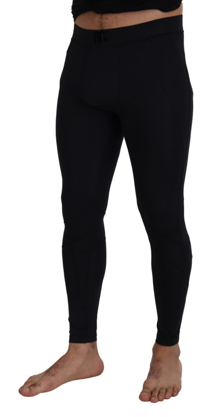 Pantalon slim extensible en nylon noir Dolce & Gabbana