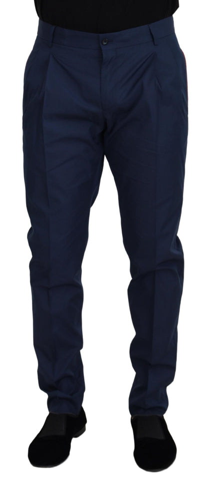 Pantalon de ville en coton bleu Dolce & Gabbana