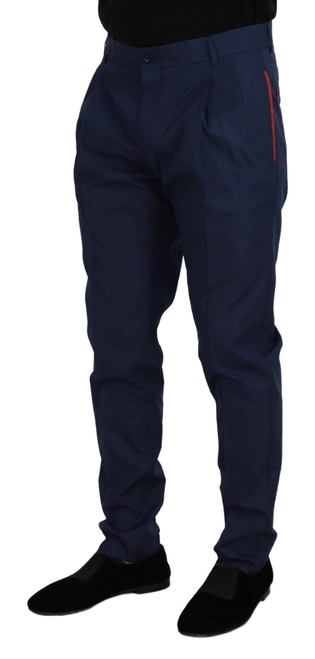 Pantalon de ville en coton bleu Dolce & Gabbana