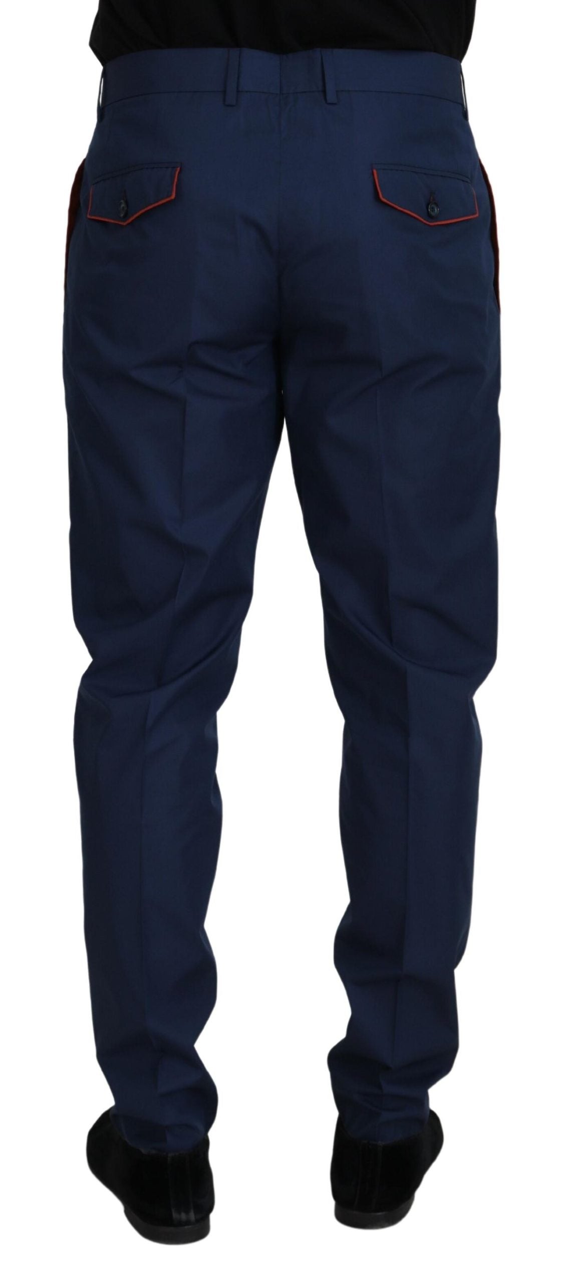 Pantalon de ville en coton bleu Dolce & Gabbana