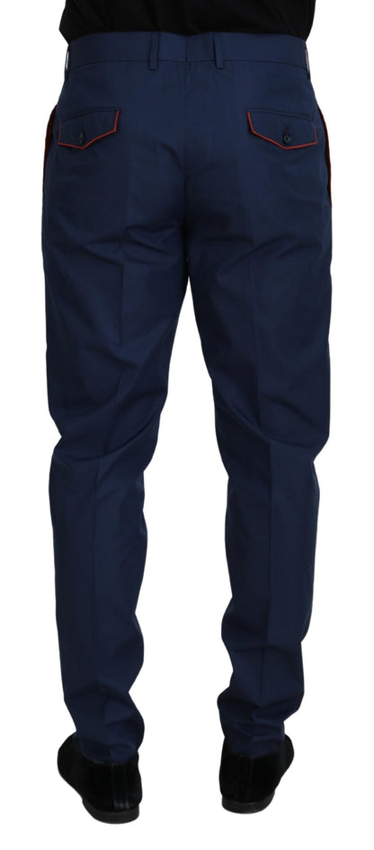 Pantalon de ville en coton bleu Dolce & Gabbana