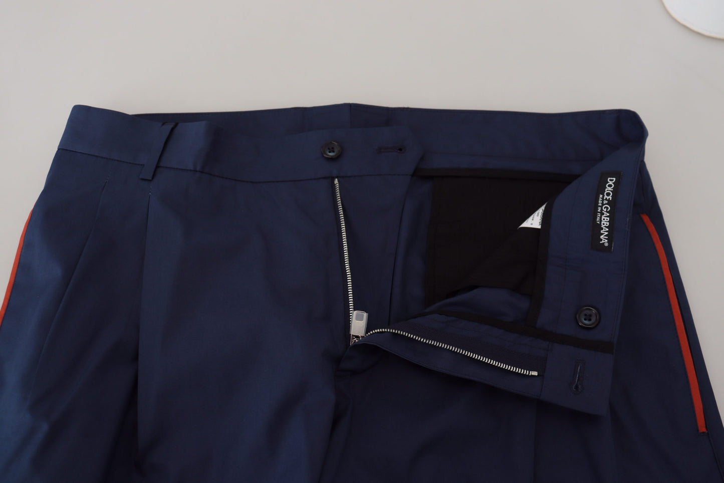 Pantalon de ville en coton bleu Dolce & Gabbana