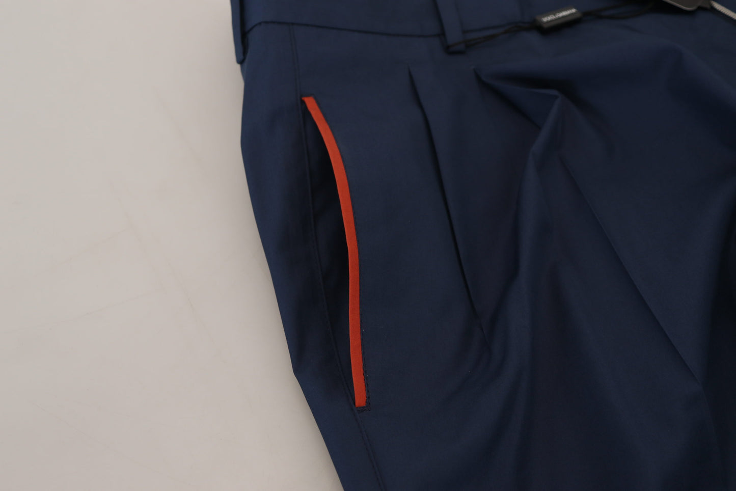 Pantalon de ville en coton bleu Dolce & Gabbana