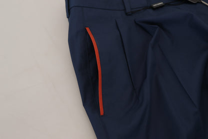 Pantalon de ville en coton bleu Dolce & Gabbana