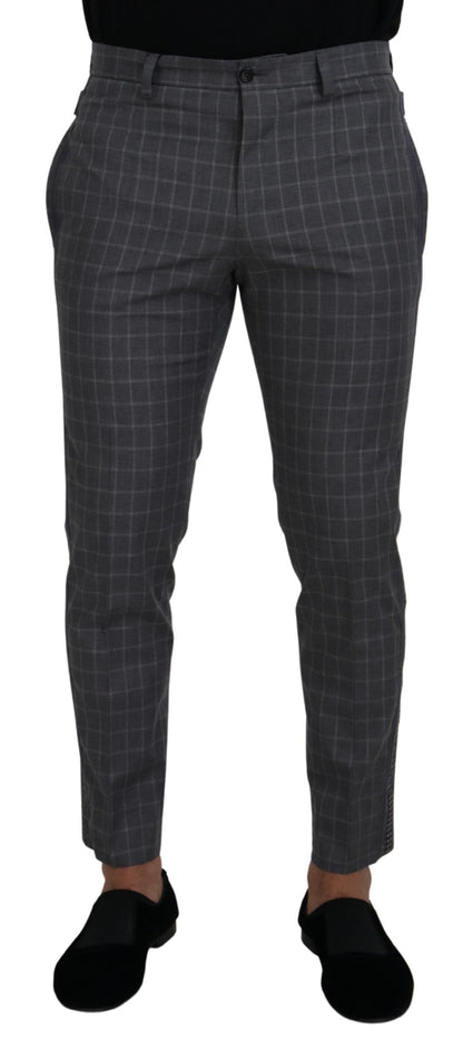 Pantalones chinos a cuadros de algodón gris Dolce & Gabbana