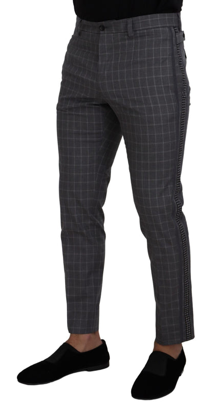 Pantalones chinos a cuadros de algodón gris Dolce & Gabbana