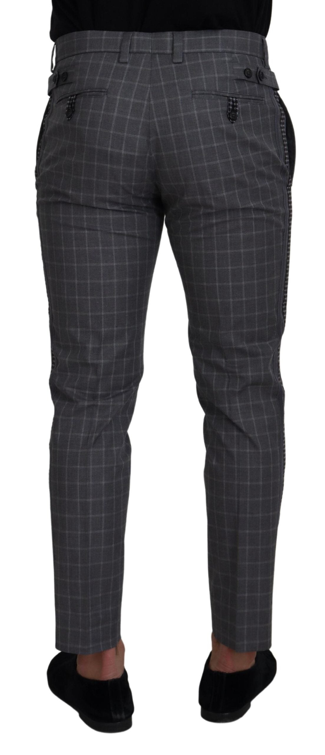 Pantalones chinos a cuadros de algodón gris Dolce & Gabbana