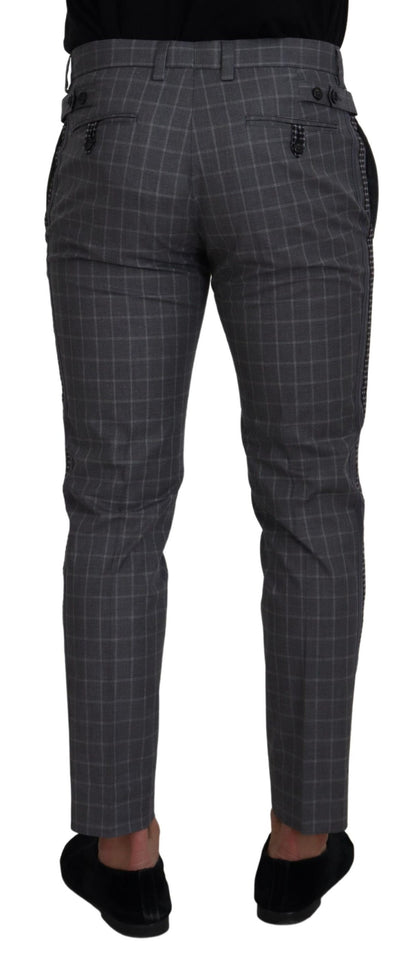 Pantalones chinos a cuadros de algodón gris Dolce & Gabbana