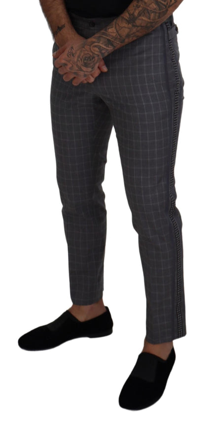 Pantalones chinos a cuadros de algodón gris Dolce & Gabbana