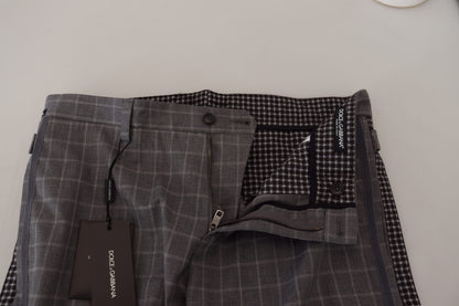 Pantalones chinos a cuadros de algodón gris Dolce & Gabbana
