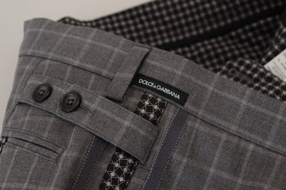 Pantalones chinos a cuadros de algodón gris Dolce & Gabbana