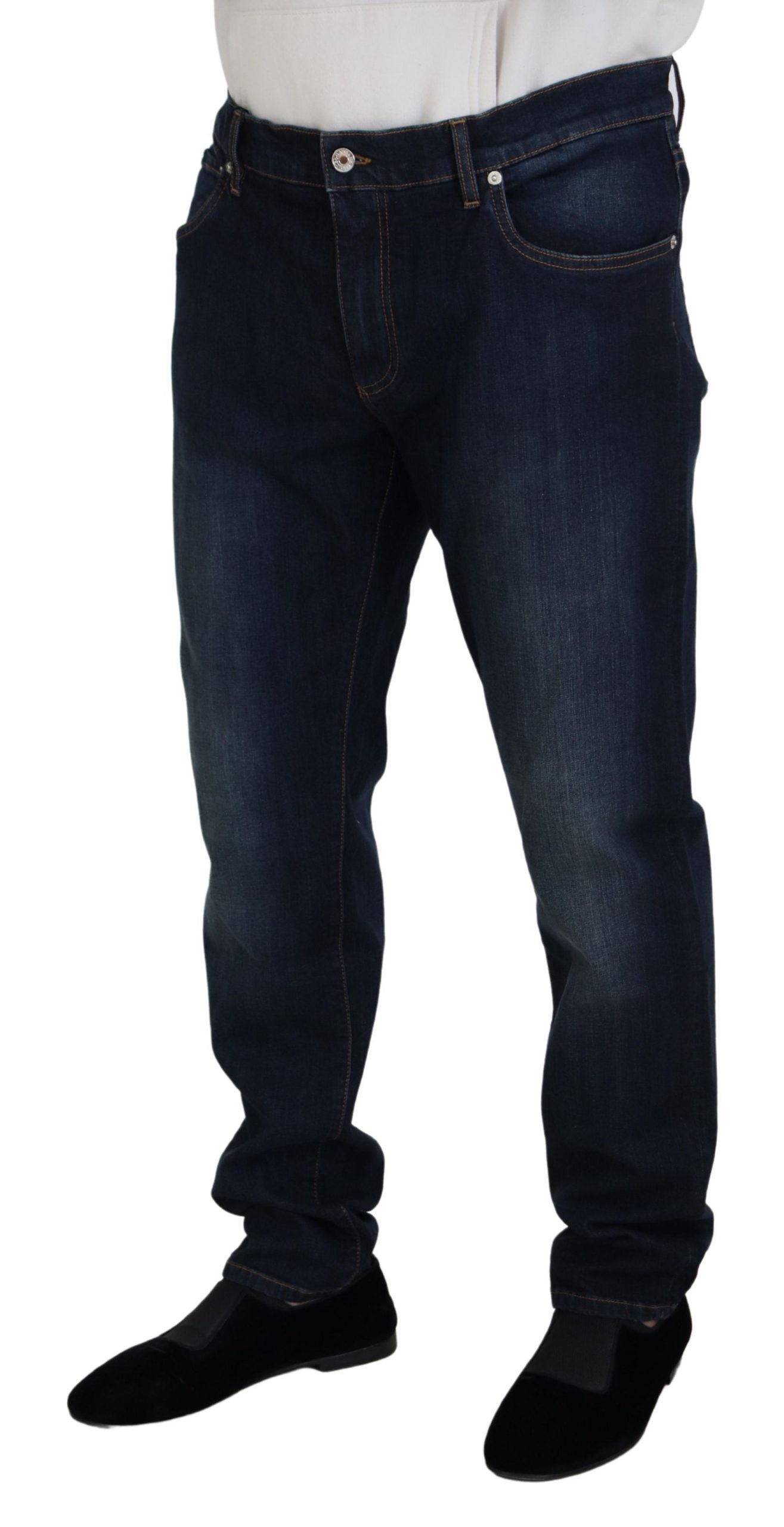 Jean décontracté en denim coupe droite en coton bleu Dolce & Gabbana