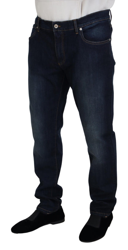 Jean décontracté en denim coupe droite en coton bleu Dolce & Gabbana