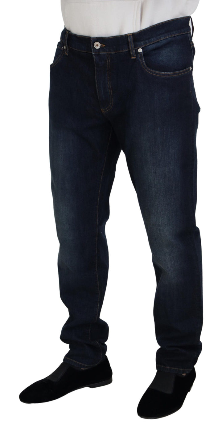 Jean décontracté en denim coupe droite en coton bleu Dolce & Gabbana