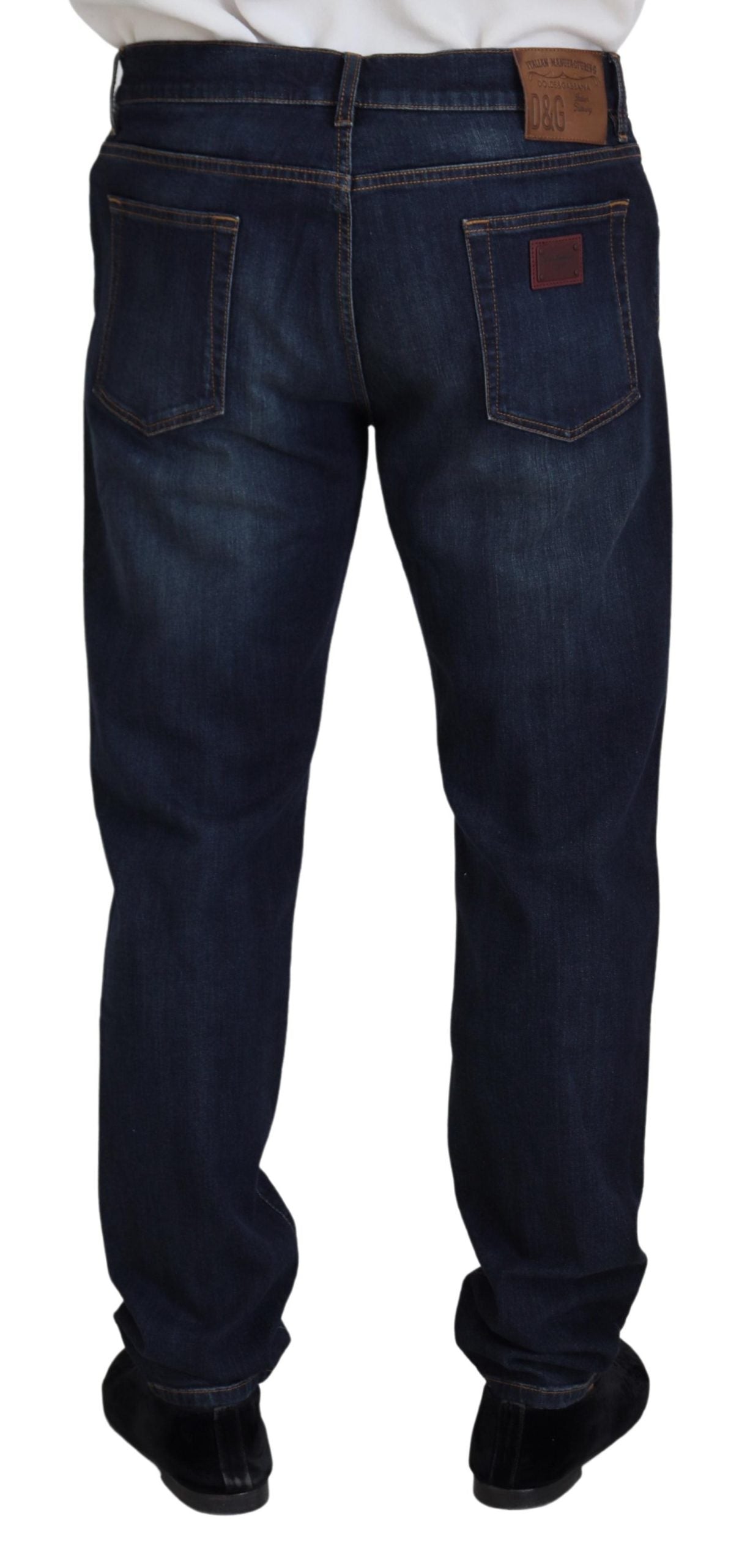 Jean décontracté en denim coupe droite en coton bleu Dolce & Gabbana