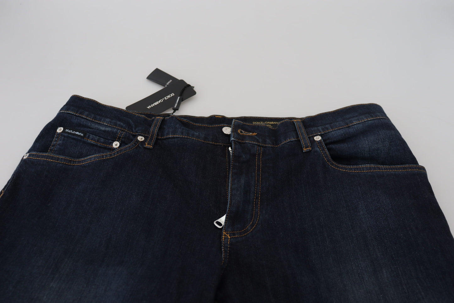 Jean décontracté en denim coupe droite en coton bleu Dolce & Gabbana