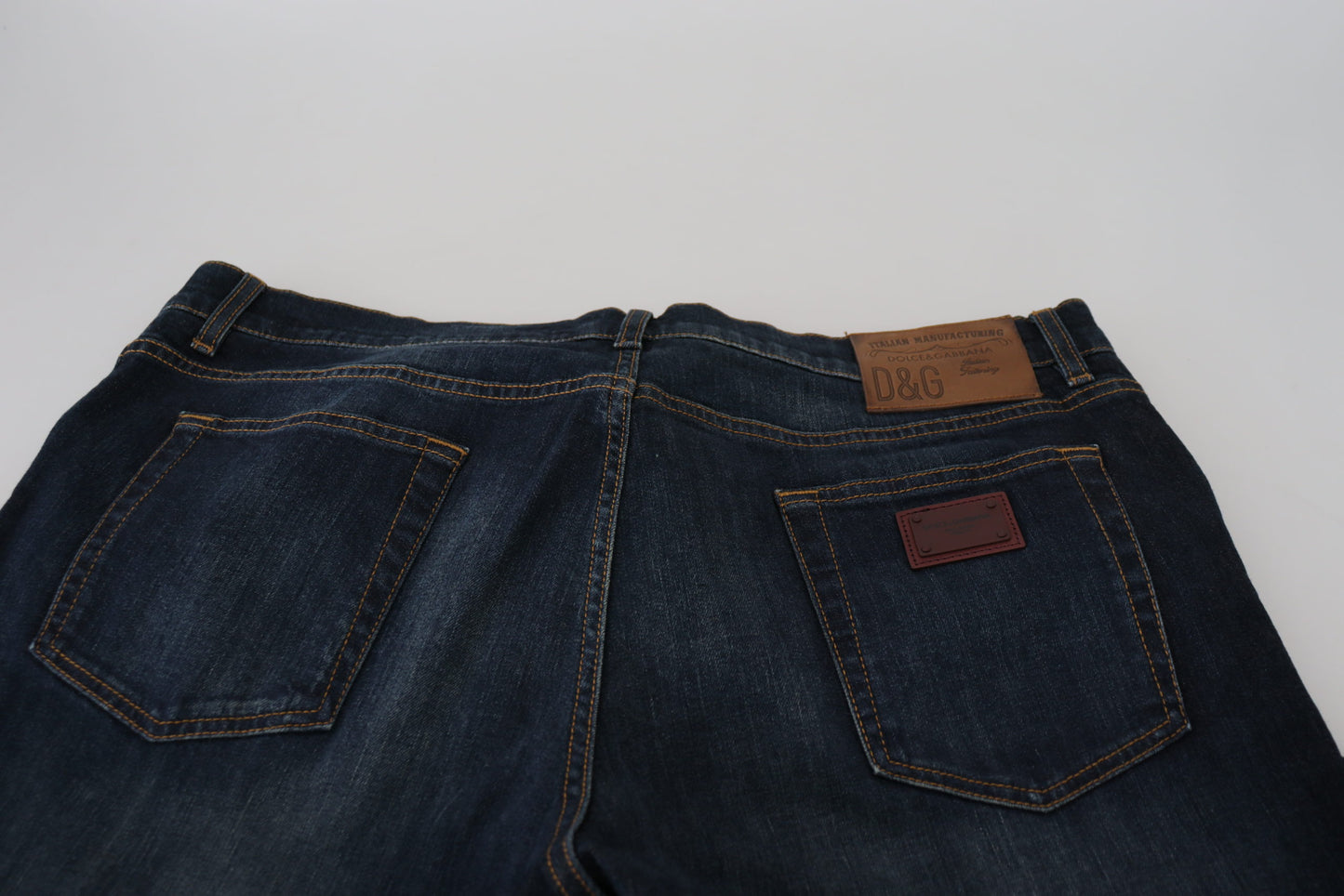 Jean décontracté en denim coupe droite en coton bleu Dolce & Gabbana
