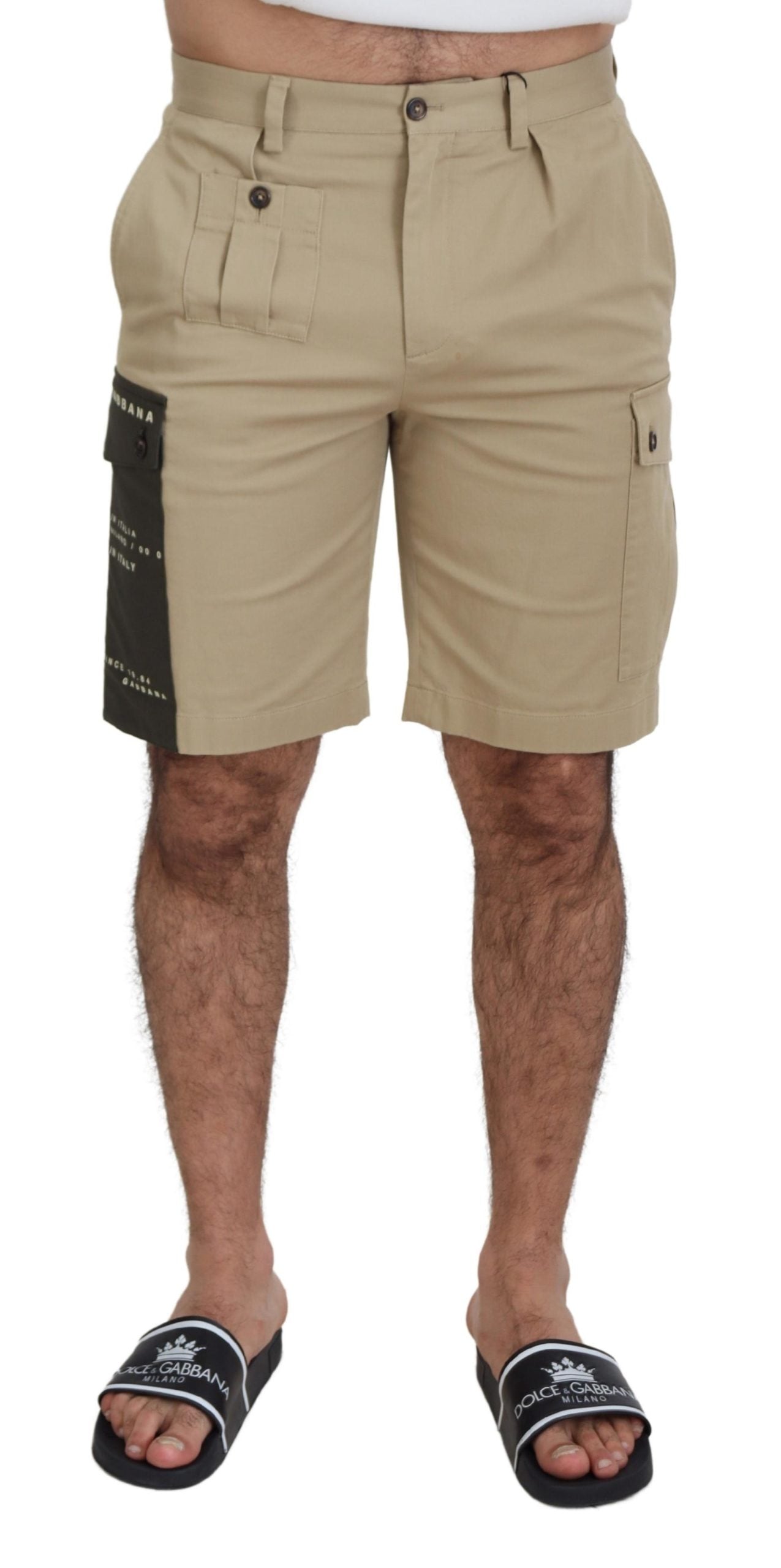 Shorts bermuda cargo en coton beige Dolce & Gabbana