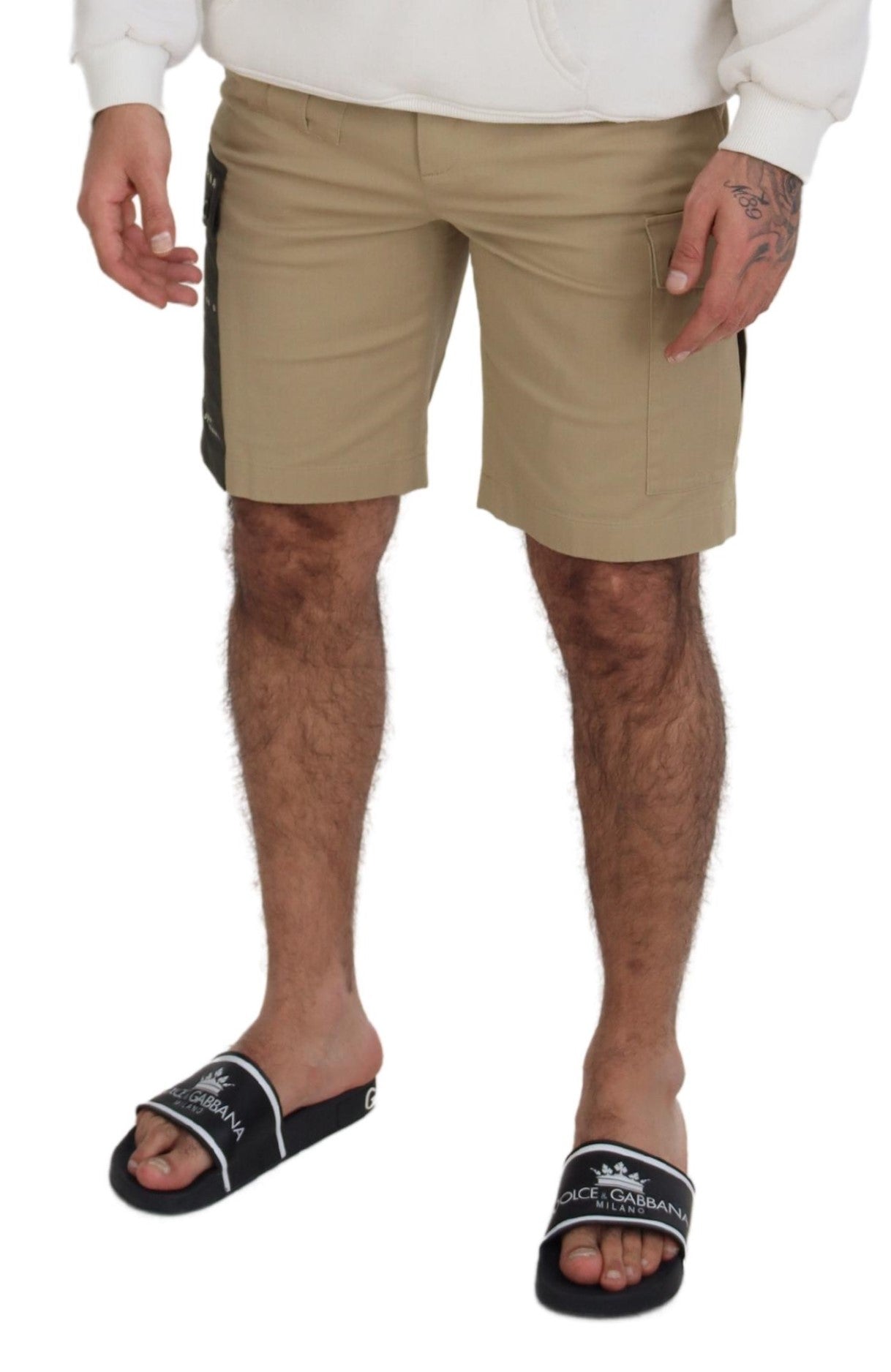 Shorts bermuda cargo en coton beige Dolce & Gabbana