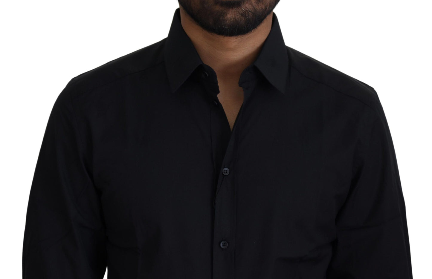 Chemise Dolce & Gabbana en coton noir coupe slim pour robe de soirée dorée