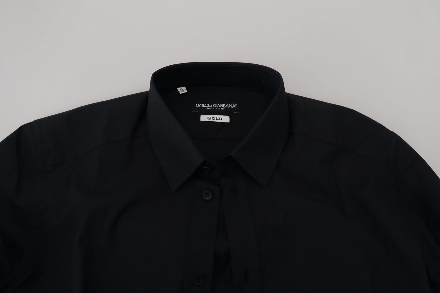 Chemise Dolce & Gabbana en coton noir coupe slim pour robe de soirée dorée