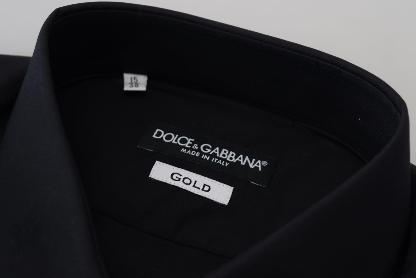 Chemise Dolce & Gabbana en coton noir coupe slim pour robe de soirée dorée
