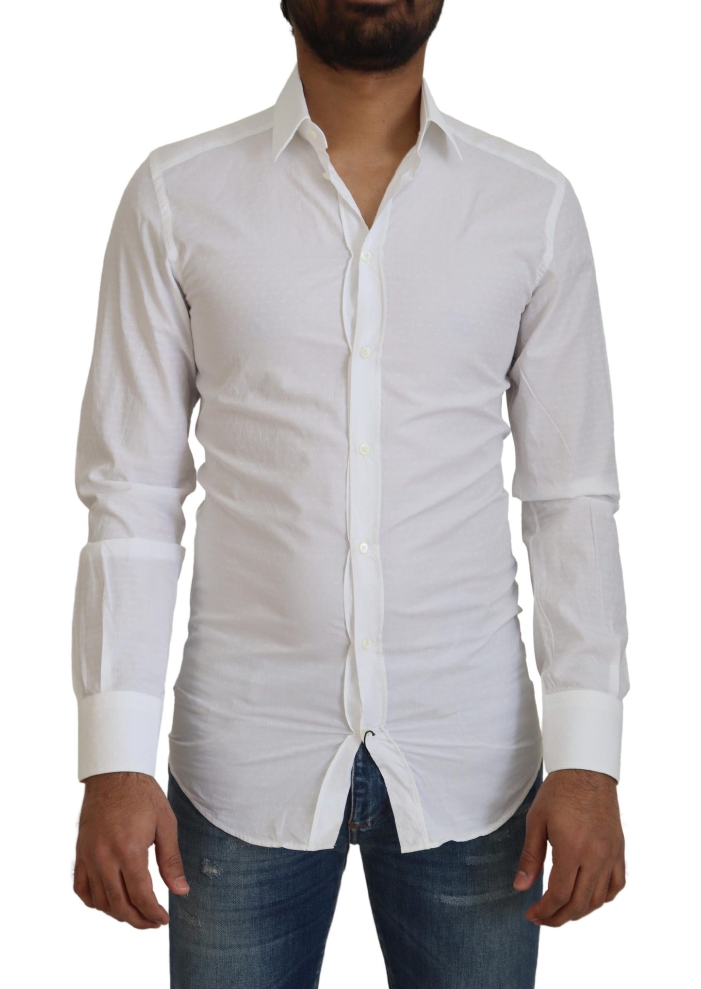 Chemise en coton blanc coupe ajustée pour homme Dolce & Gabbana GOLD